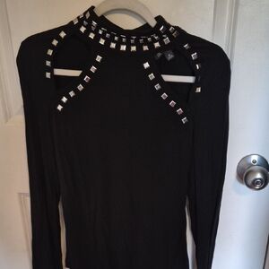 INC International Concepts Black Studded Top